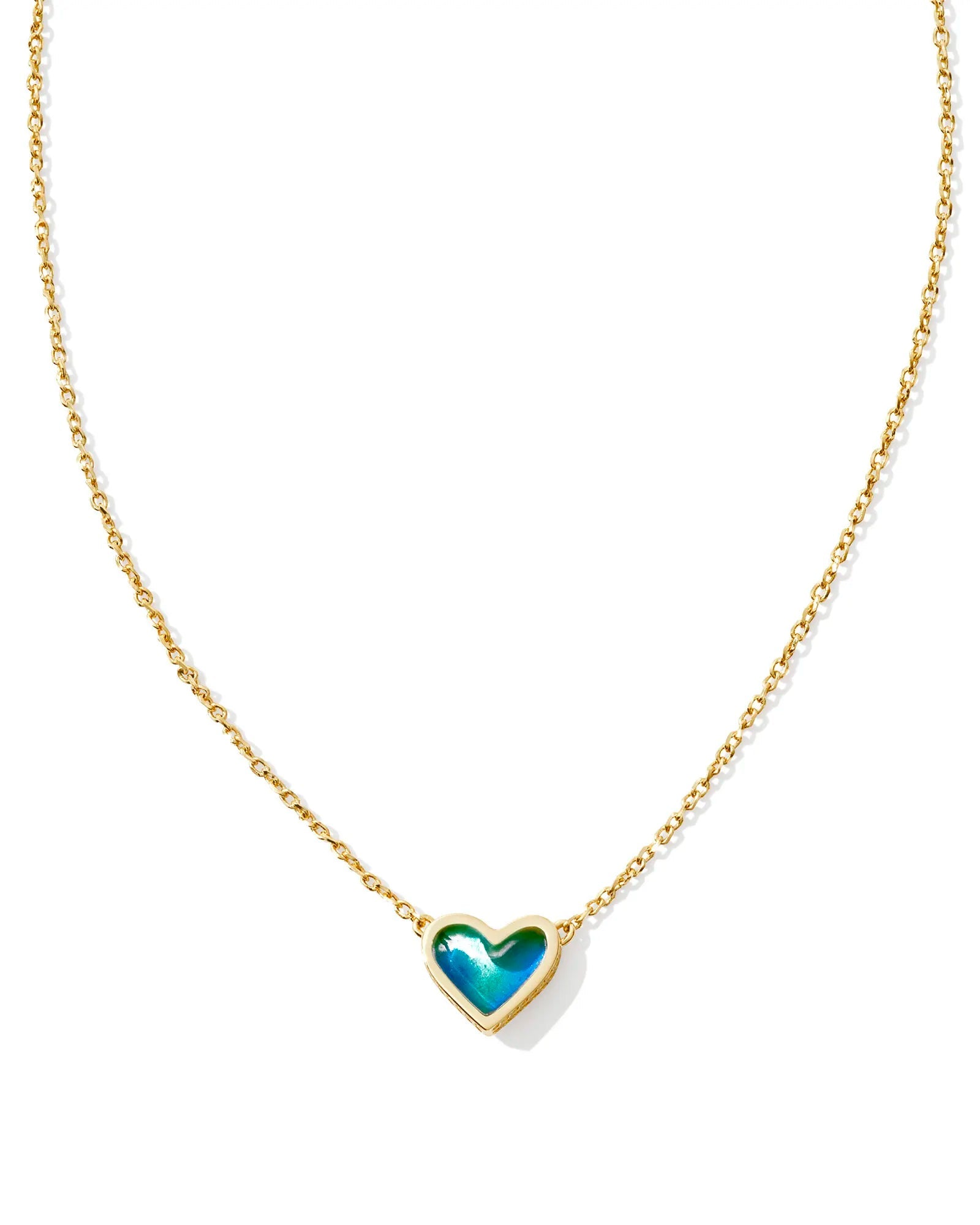 Framed Ari Heart Pendant Necklace Rhodium Mood Stone - She Chester