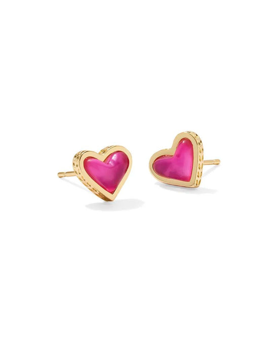 Framed Ari Heart Stud Earring Gold Azalea Illusion - She Chester
