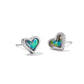 Framed Ari Heart Stud Earring Rhodium Mood Stone - She Chester