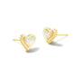 Framed Ari Heart Stud Earrings Gold Iridescent Abalone - She Chester