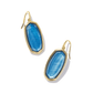 FRAMED ELLE DROP EARRINGS GOLD DARK BLUE MOTHER OF PEARL - She Chester