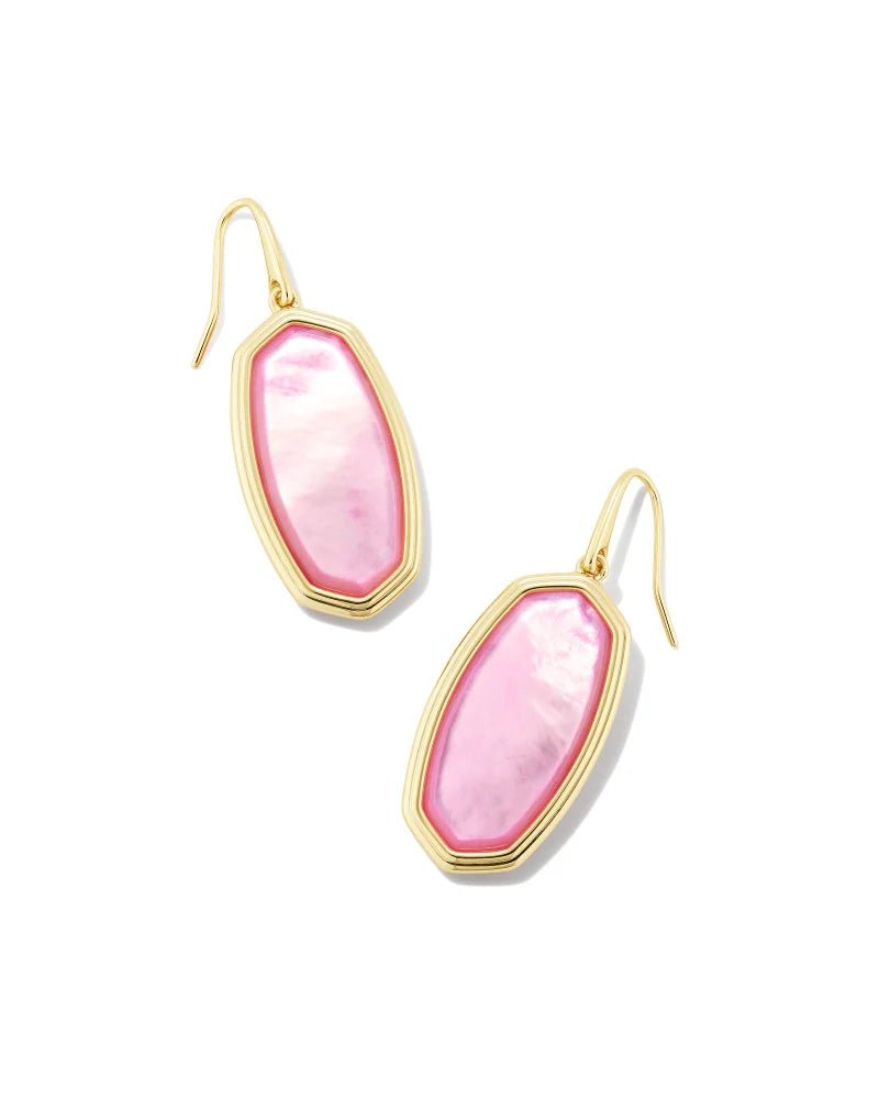 FRAMED ELLE DROP EARRINGS GOLD PEONY MOTHER OF PEARL - She Chester
