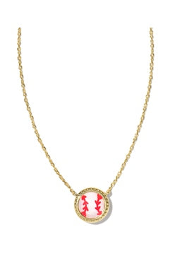 BASEBALL SHORT PENDANT NECKLACE GOLD IVORY MOTHER OF PEARL