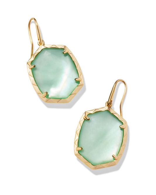 Daphne Drop Earrings Gold Light Green MOP