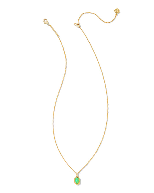 DAPHNE FRAMED SHORT PENDANT NECKLACE IN GOLD BRIGHT GREEN KYOCERA OPAL