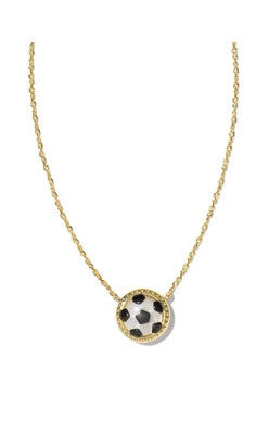 SOCCER SHORT PENDANT NECKLACE GOLD IVORY MOTHER OF PEARL