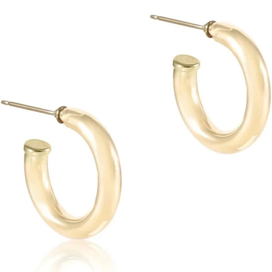 Round Gold 0.5" Post Hoop 4mm Smooth