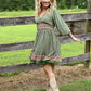 Gaia Green Printed Mini Dress - She Chester