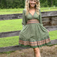 Gaia Green Printed Mini Dress - She Chester