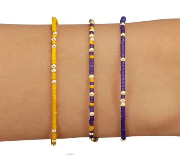 Gameday Hope Unwritten Bracelet - Deep Purple - Golden Yellow - She Chester