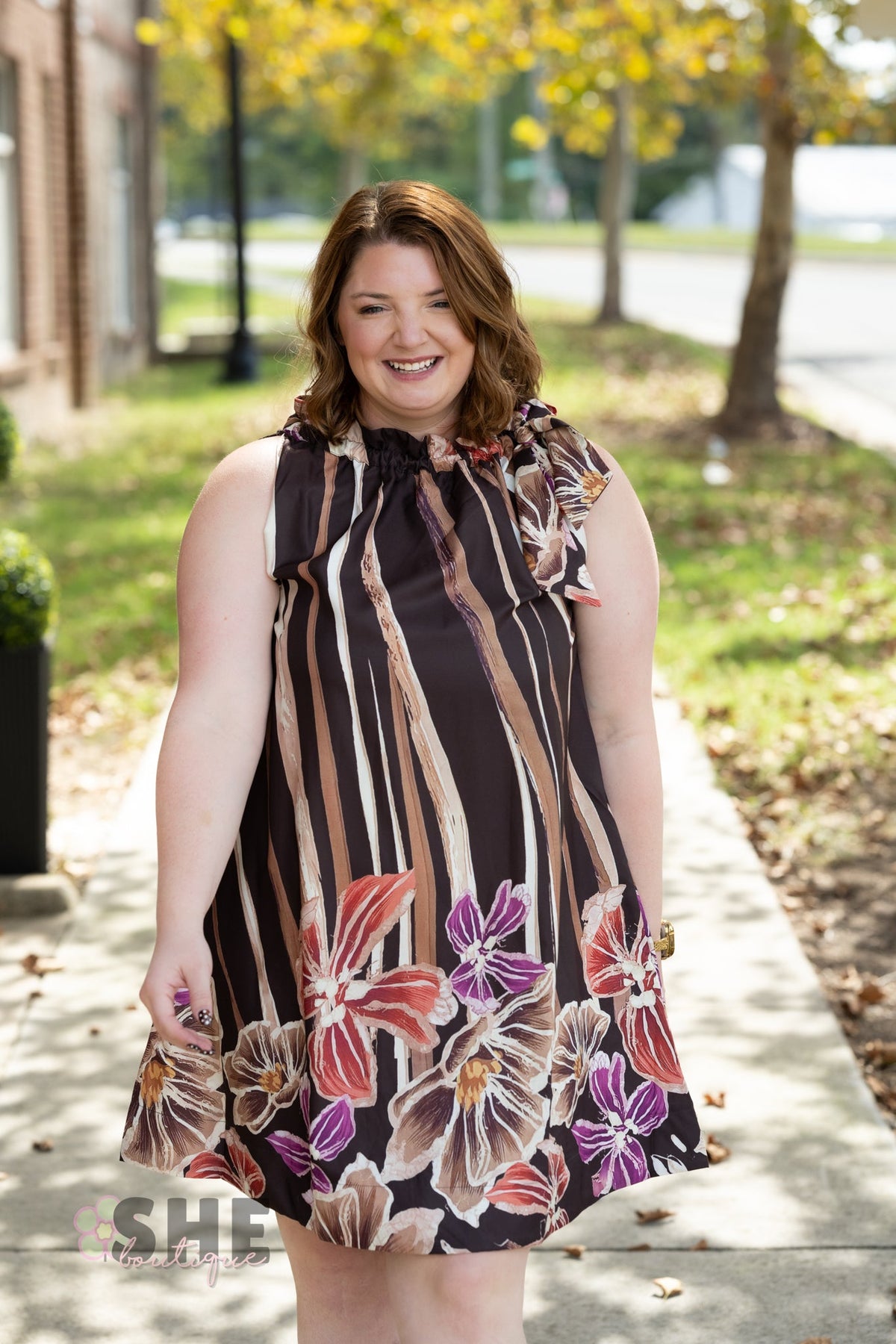 Garden District Brown Dress - She Chester