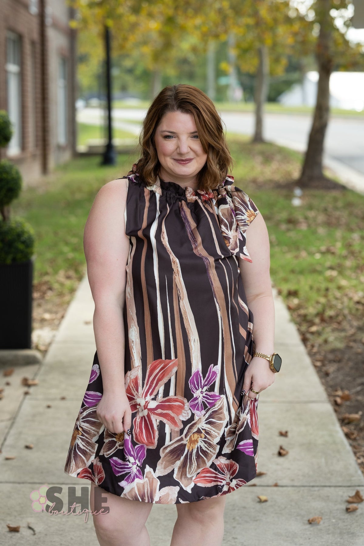 Garden District Brown Dress - She Chester