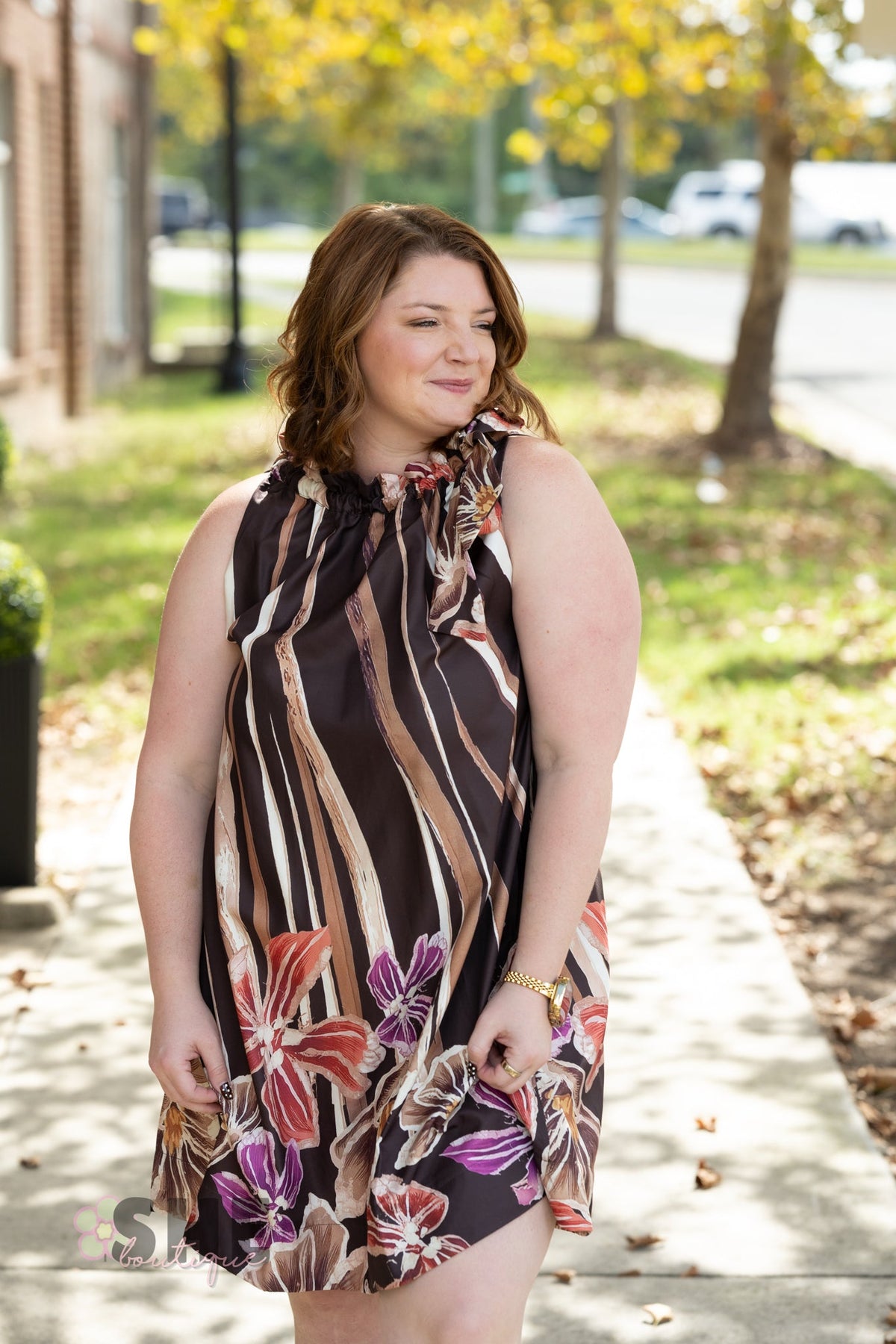 Garden District Brown Dress - She Chester