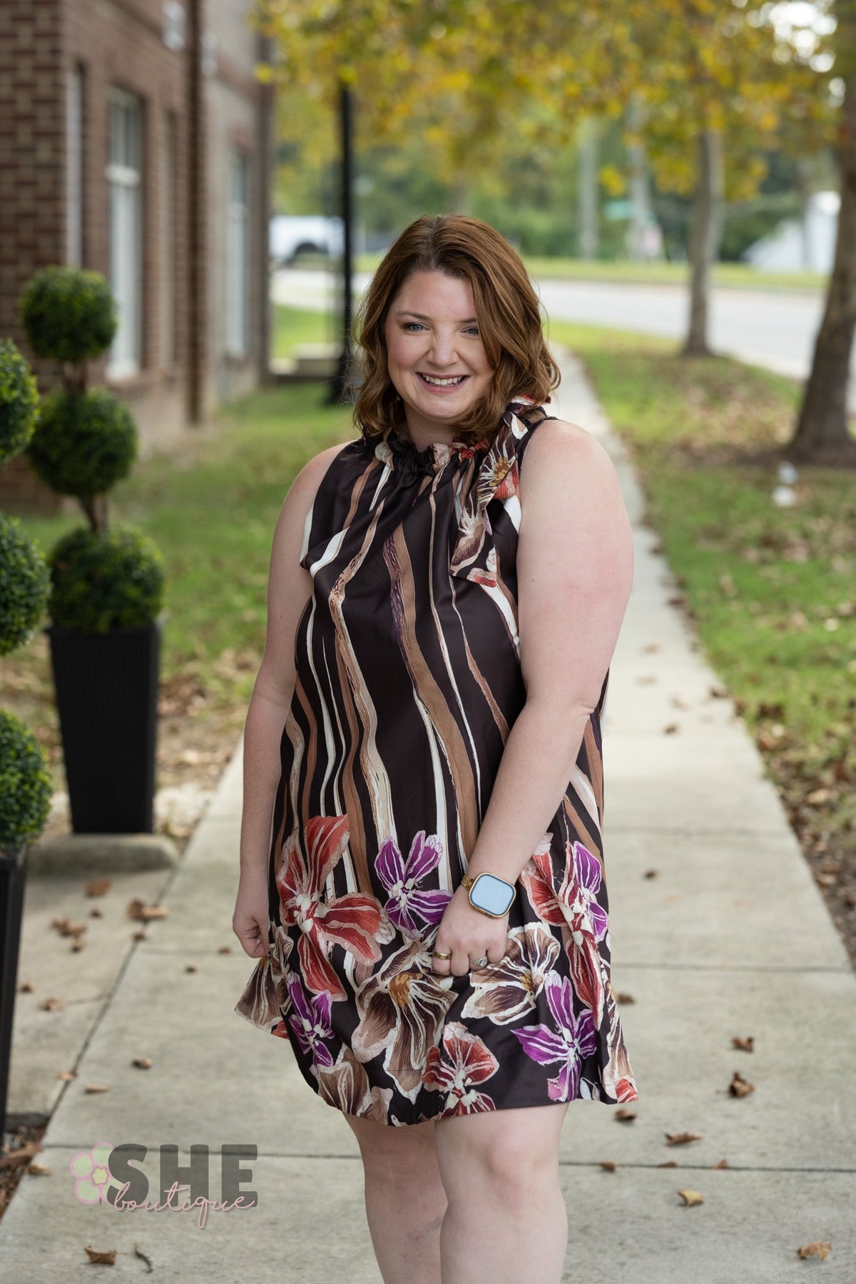 Garden District Brown Dress - She Chester