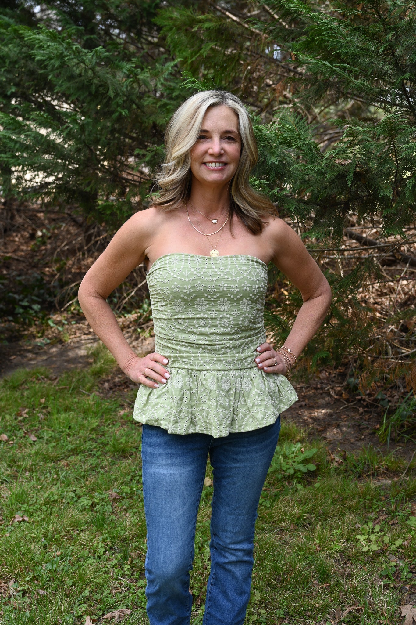 Garden Glow Floral Eyelet Top - She Chester