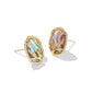 DAPHNE CORAL FRAME STUD EARRINGS IN GOLD ABALONE