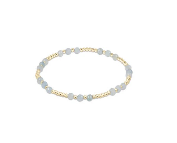 GEMSTONE GOLD JOY PATTERN 3MM BEAD BRACELET - AQUAMARINE - She Chester