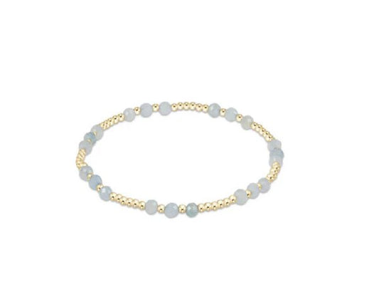 GEMSTONE GOLD JOY PATTERN 3MM BEAD BRACELET - AQUAMARINE - She Chester