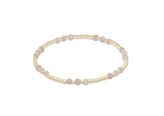 GEMSTONE GOLD JOY PATTERN 3MM BEAD BRACELET - PINK OPAL - She Chester