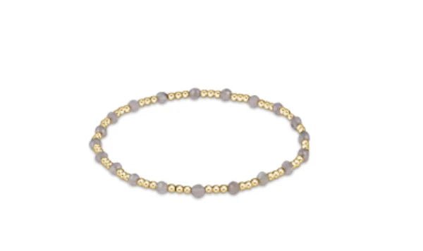 GEMSTONE GOLD SINCERITY PATTERN 3MM BEAD BRACELET - LABRADORITE - She Chester