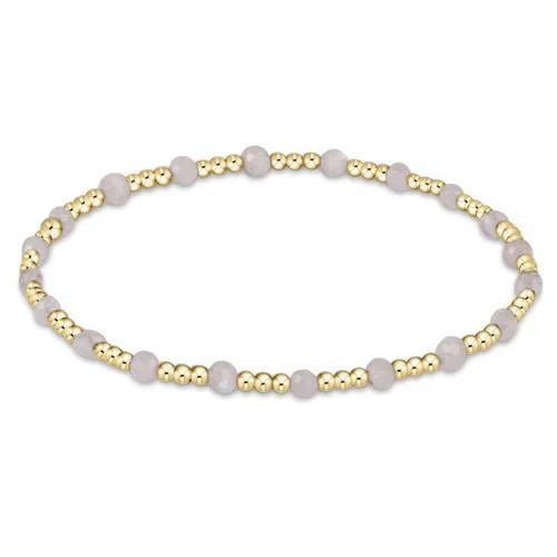 GEMSTONE GOLD SINCERITY PATTERN 3MM BEAD BRACELET - MOONSTONE - She Chester