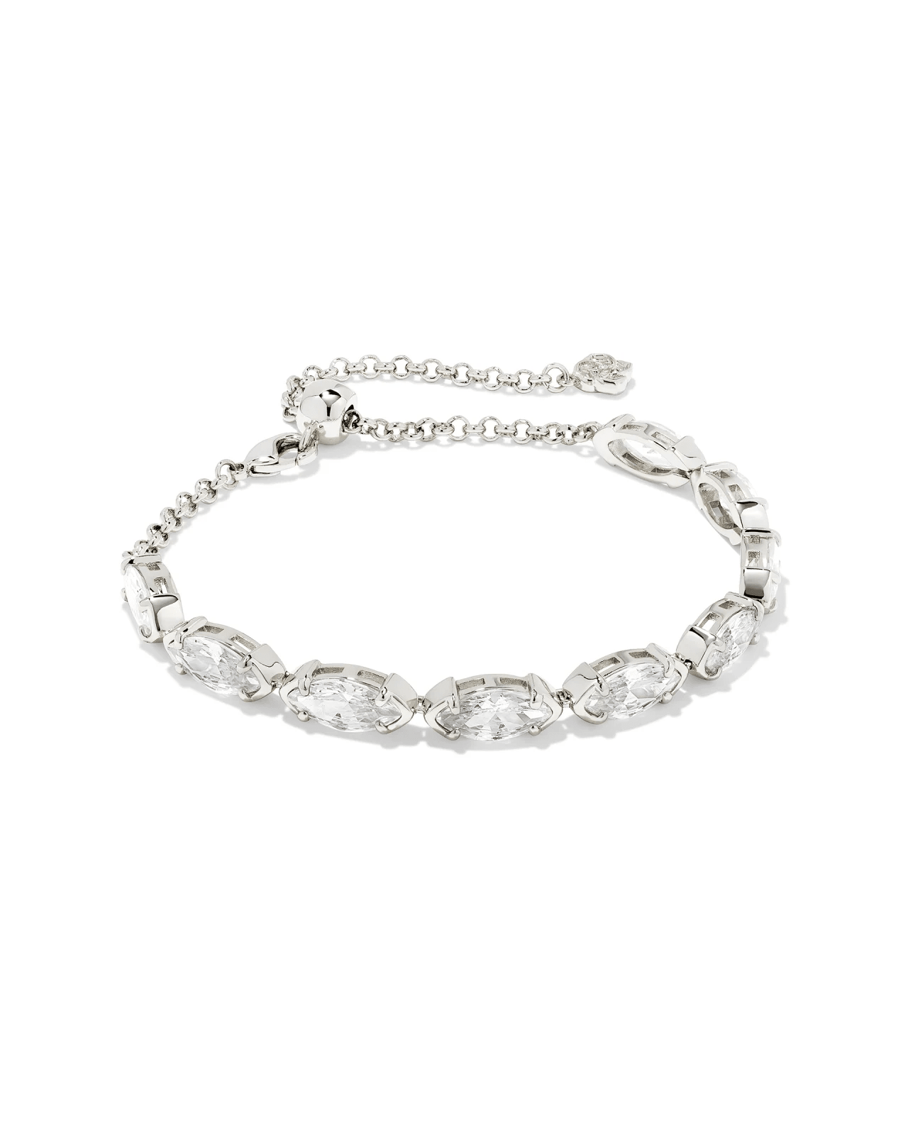 Genevieve Delicate Chain Bracelet Rhodium Metal - She Chester