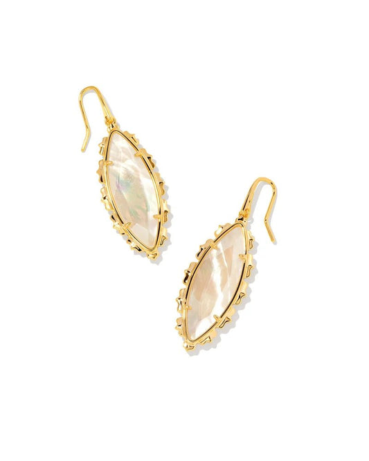 Genevieve Drop Earrings Gold Ivory MOP - She Chester