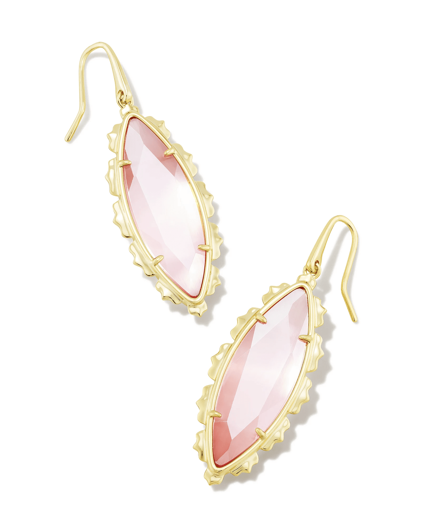 Genevieve Drop Earrings Gold Luster Pink Cats Eye - She Chester