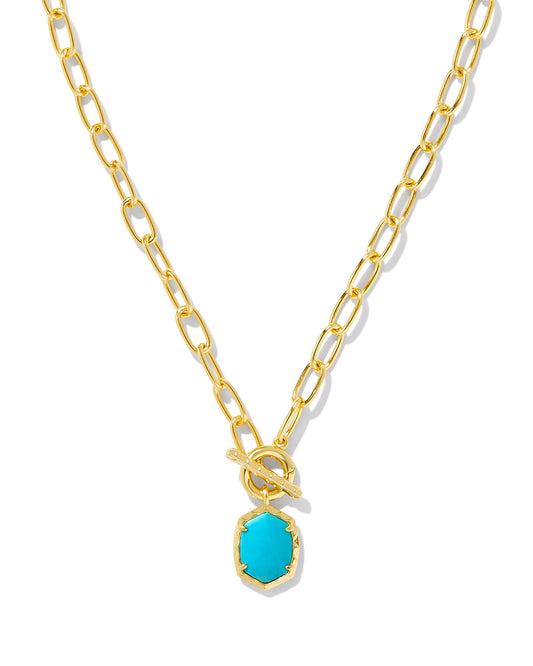 Daphne Link Chain Necklace Gold Variegated Turquoise