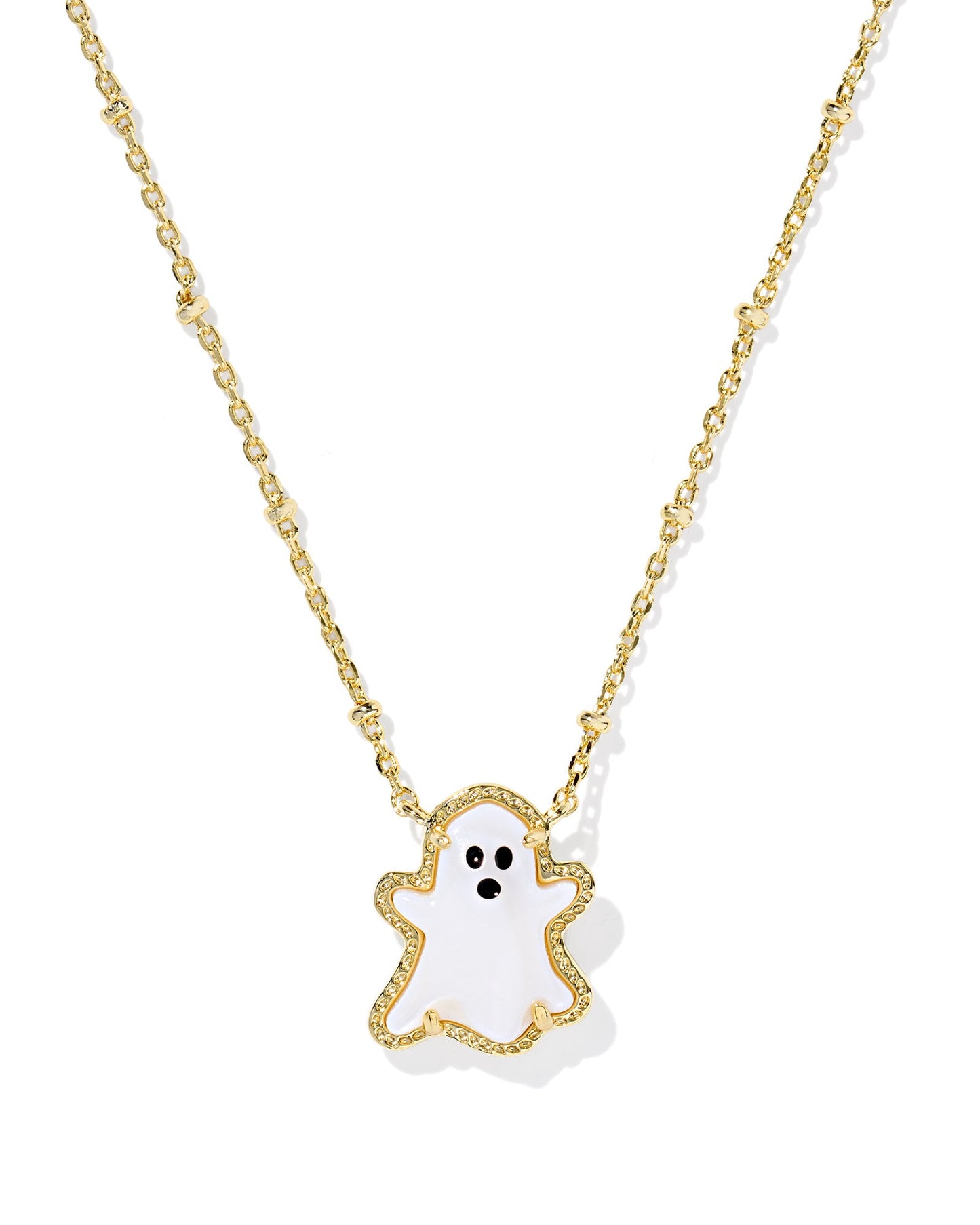 GHOST SHORT PENDANT NECKLACE GOLD WHITE MOTHER OF PEARL - She Chester
