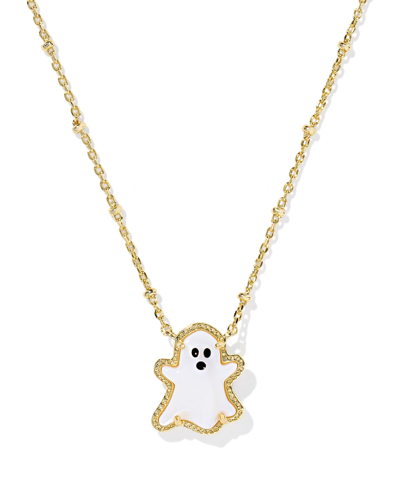 GHOST SHORT PENDANT NECKLACE GOLD WHITE MOTHER OF PEARL - She Chester