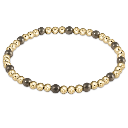 Gold Sincerity Pattern 4mm Bead Bracelet Pyrite
