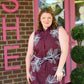 Gloria Embroidered Wine Dress - She Chester
