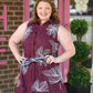Gloria Embroidered Wine Dress - She Chester
