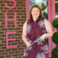 Gloria Embroidered Wine Dress - She Chester