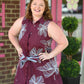 Gloria Embroidered Wine Dress - She Chester