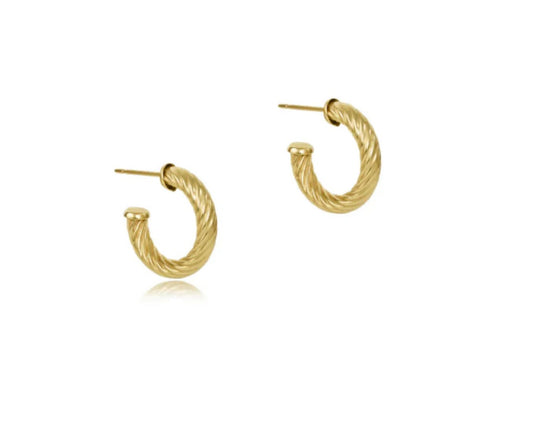 Gold 0.5 Textured Twist Hoop - She Chester