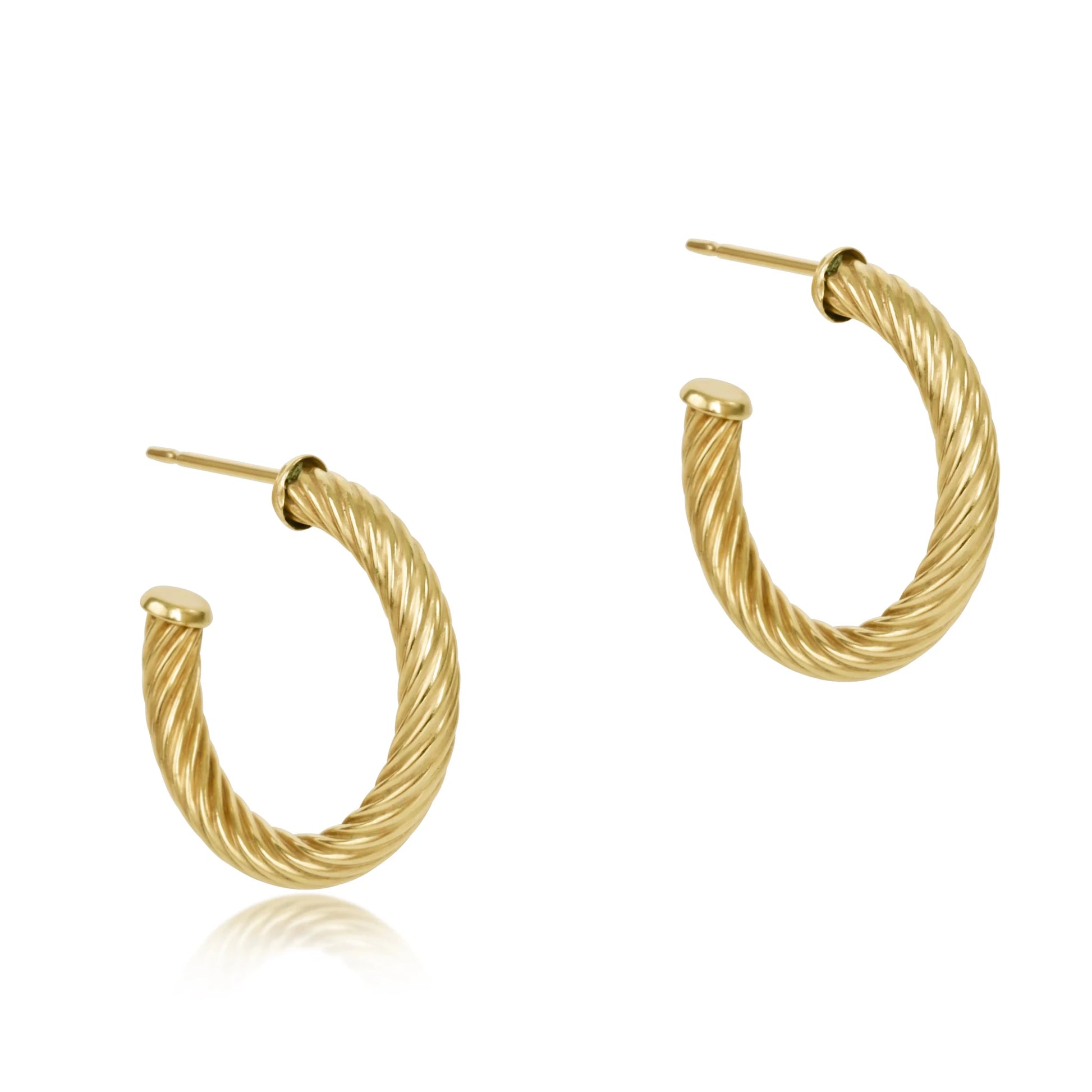 Gold 1.125 Textured Twist Hoop - She Chester