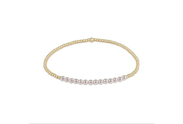 Gold Bliss 2mm Bead Bracelet - Pearl - She Chester
