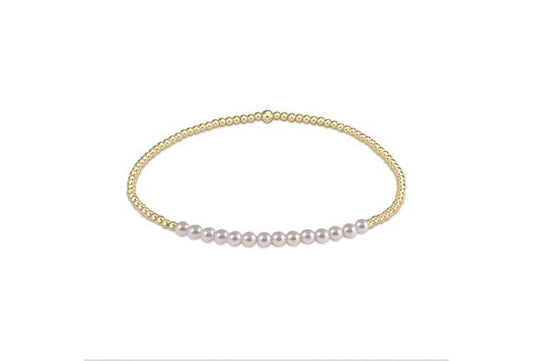 Gold Bliss 2mm Bead Bracelet - Pearl - She Chester