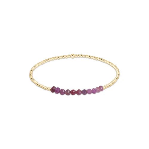 Gold Bliss 2mm Bead Bracelet - Ruby - She Chester