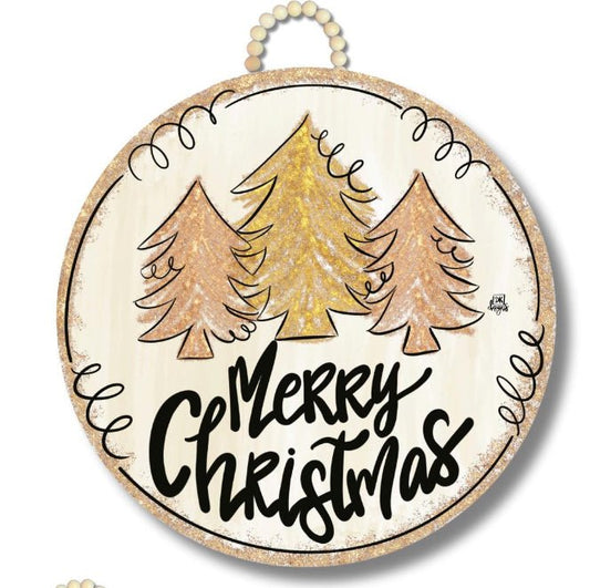 Gold Christmas Door Sign - She Chester