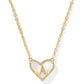 Gold Ivory MOP Heart Letter Pendant Necklace - She Chester
