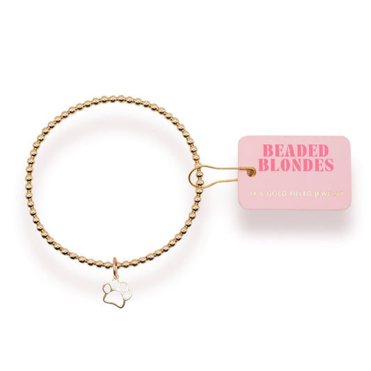 Gold Paw Charm BB Bracelet Standard Size - She Chester