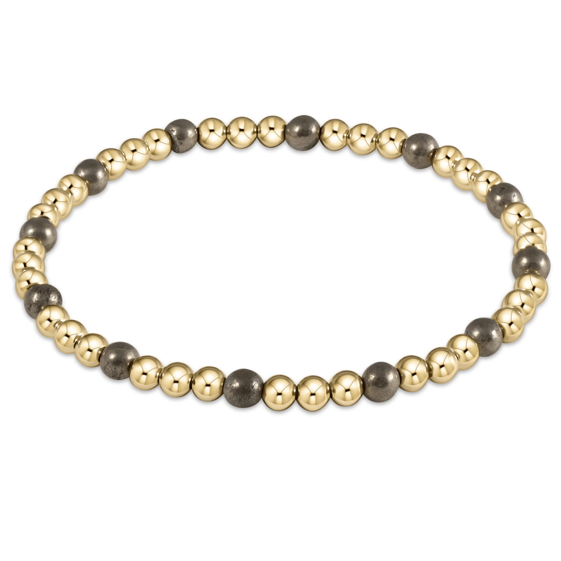 Gold Sincerity Pattern 4mm Bead Bracelet Pyrite - She Chester