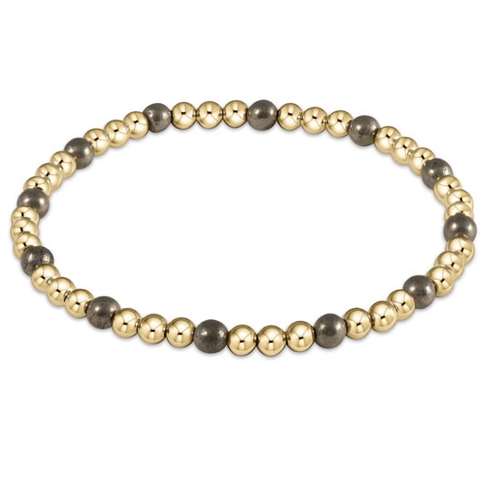 Gold Sincerity Pattern 4mm Bead Bracelet Pyrite - She Chester