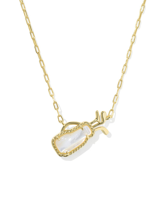 GOLF SHORT PENDANT NECKLACEGOLD IVORY MOTHER OF PEARL - She Chester