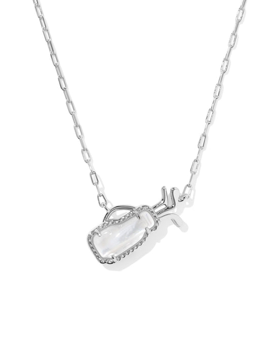 GOLF SHORT PENDANT NECKLACESILVER IVORY MOTHER OF PEARL - She Chester