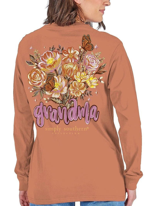 Grandma Floral Butterfly LS Tee - She Chester