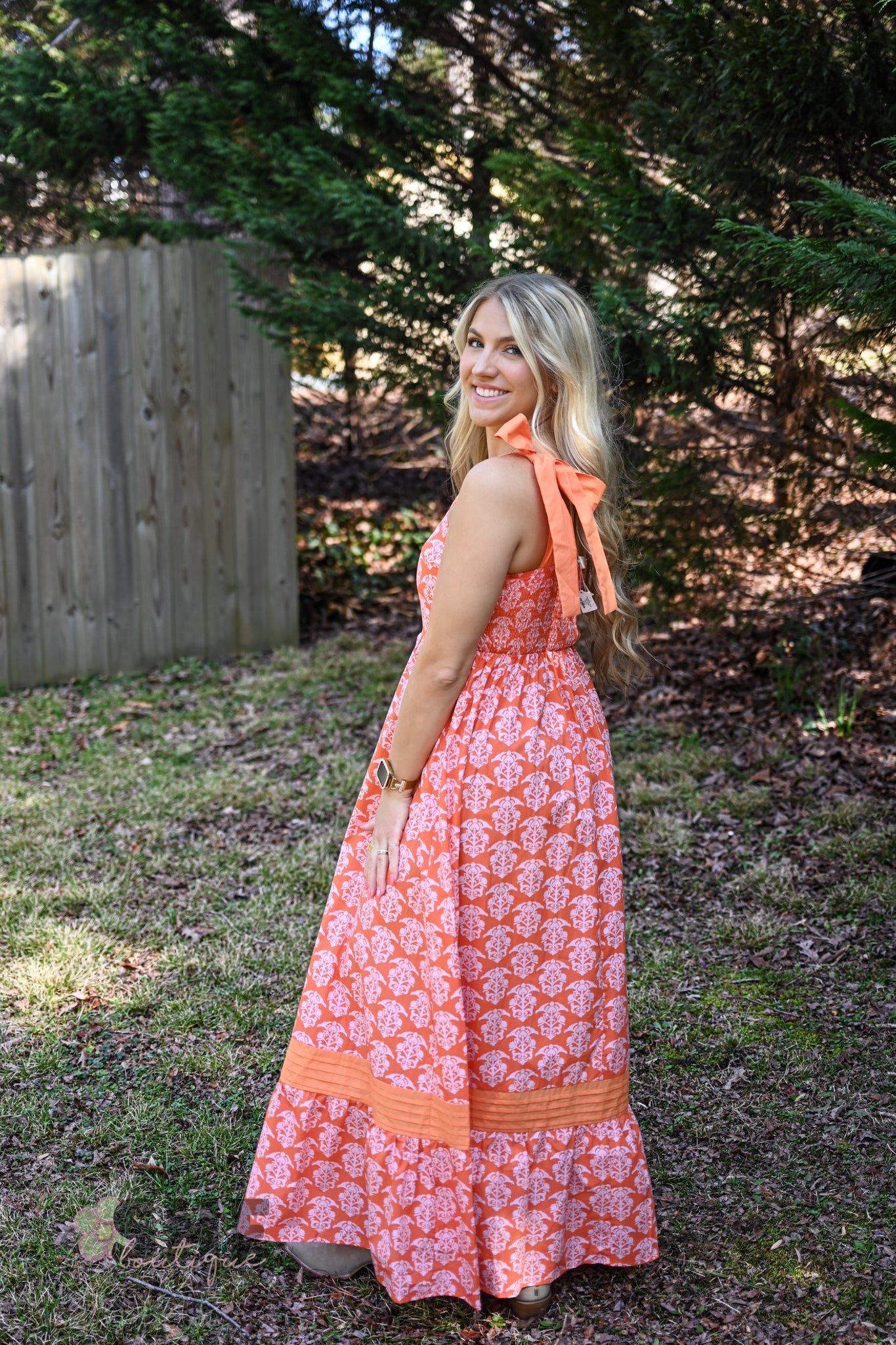 Grapefruit Flare Maxi Dress - She Chester